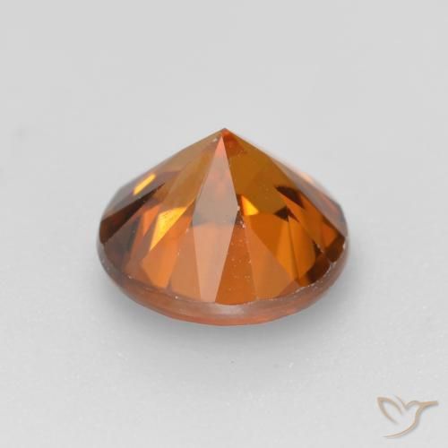 Circón Naranja oscuro medio natural de 1.62 ct, Redondo, VVS-VS