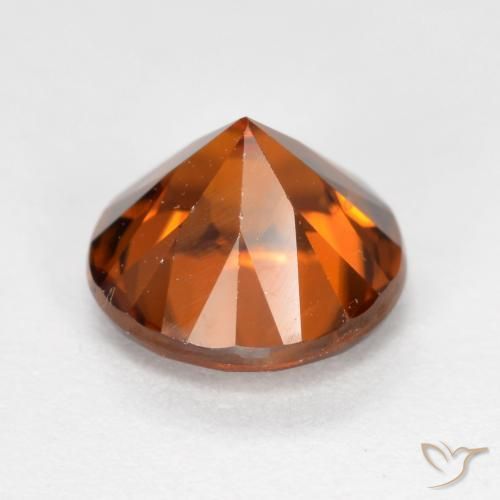 Circón Naranja rojizo natural de 1.65 ct, Redondo, VVS-VS