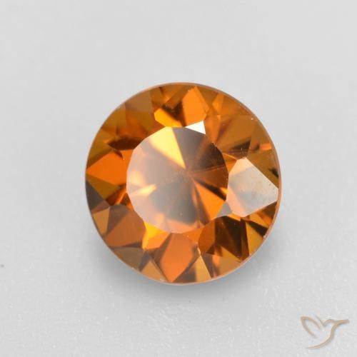 Circón Naranja oscuro medio natural de 1.56 ct, Redondo, VVS-VS