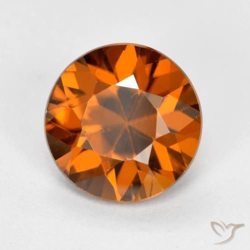 Circón Naranja oscuro natural de 1.48 ct, Redondo, VVS-VS