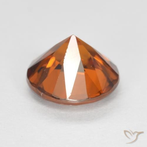 Circón Naranja oscuro natural de 1.48 ct, Redondo, VVS-VS