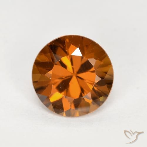 1.52ct Natural Naranja oscuro medio Circón, Redondo, VVS-VS