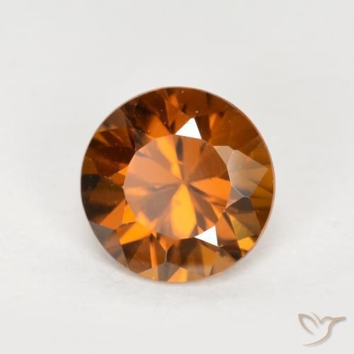Circón Naranja oscuro medio natural de 1.52 ct, Redondo, VVS-VS