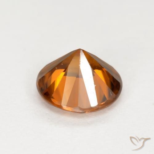 Circón Naranja oscuro medio natural de 1.52 ct, Redondo, VVS-VS