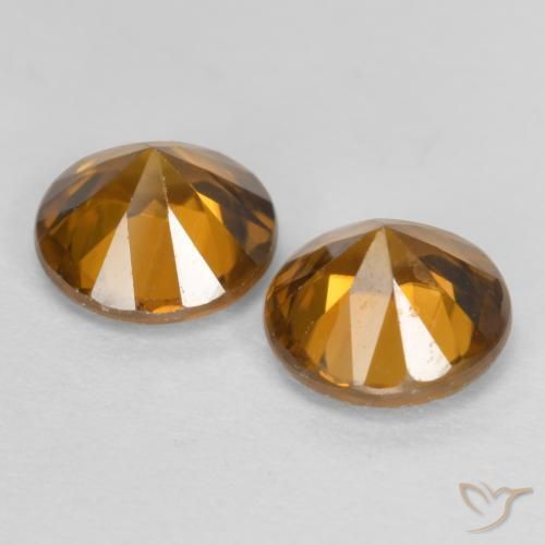 Gemas de Circón Naranja oscuro medio natural de 2.32 ct, Redondo, VVS-VS