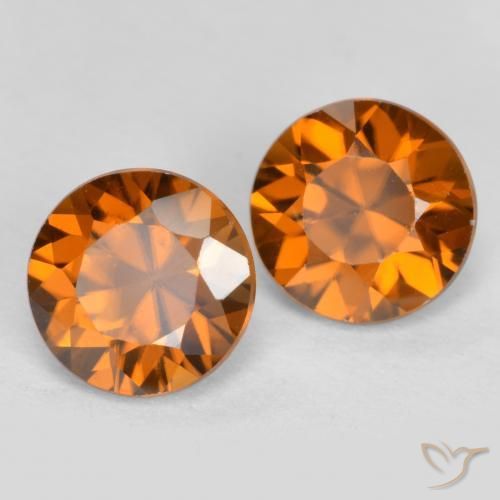 Gemas de Circón Naranja oscuro medio natural de 2.55 ct, Redondo, VVS-VS