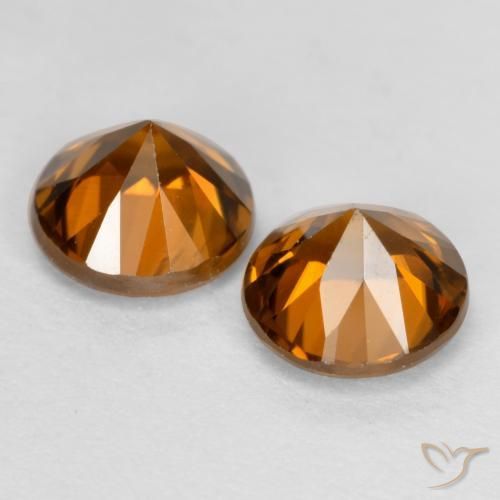 Gemas de Circón Naranja oscuro medio natural de 2.55 ct, Redondo, VVS-VS