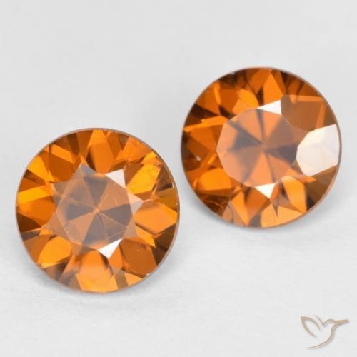 Gemas de Circón Naranja oscuro medio natural de 2.41 ct, Redondo, VVS-VS