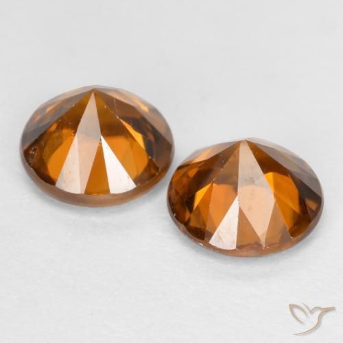 Gemas de Circón Naranja oscuro medio natural de 2.41 ct, Redondo, VVS-VS