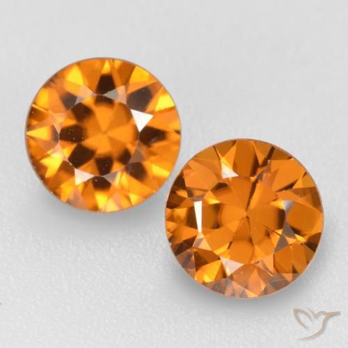 Gemas de Circón Naranja oscuro natural de 2.09 ct, Corte Redondo, VVS-VS