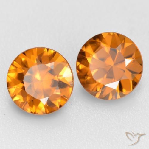 Gemas de Circón Naranja oscuro natural de 2.09 ct, Corte Redondo, VVS-VS