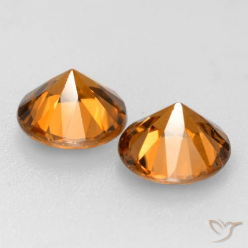 Gemas de Circón Naranja oscuro natural de 2.09 ct, Corte Redondo, VVS-VS