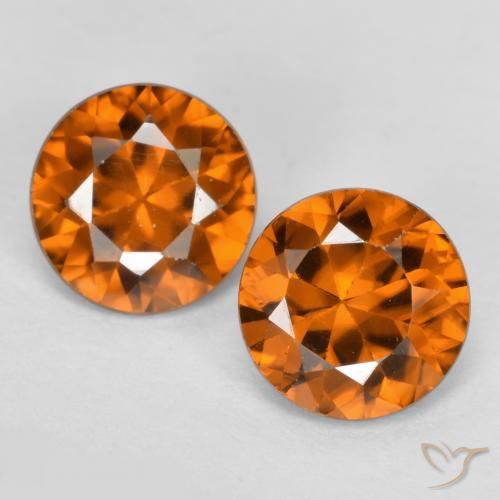 Gemas de circón naranja natural de 2,28 ct, corte redondo, VVS-VS