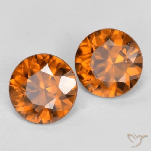 Gemas de circón naranja natural de 2,28 ct, corte redondo, VVS-VS