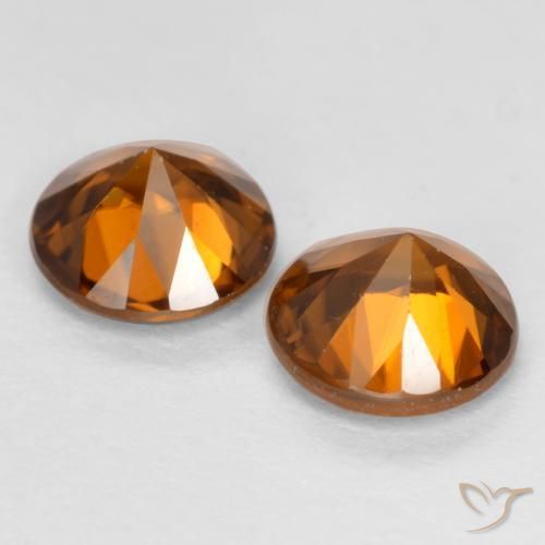 Gemas de circón naranja natural de 2,28 ct, corte redondo, VVS-VS