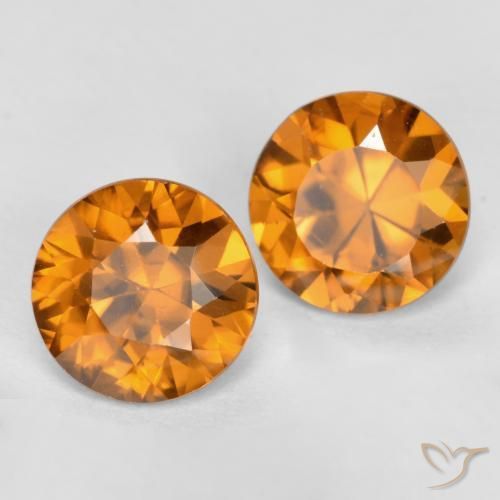 Gemas de Circón Naranja oscuro natural de 2.14 ct, Redondo, VVS-VS