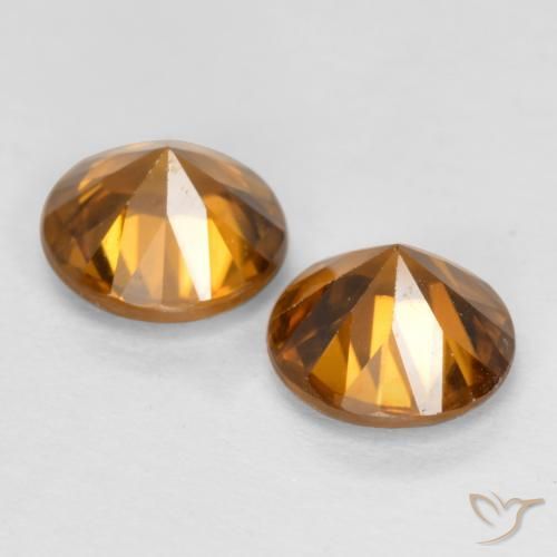 Gemas de Circón Naranja oscuro natural de 2.14 ct, Redondo, VVS-VS