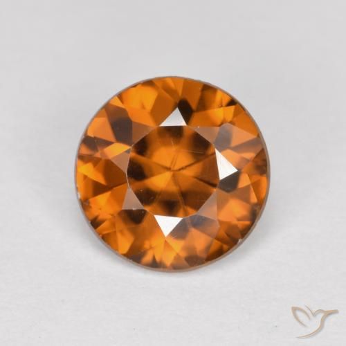 1.42ct Natural Naranja terroso Circón, Redondo, VVS-VS