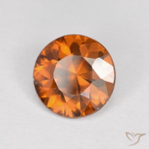 Circón Naranja terroso natural de 1.42 ct, Redondo, VVS-VS