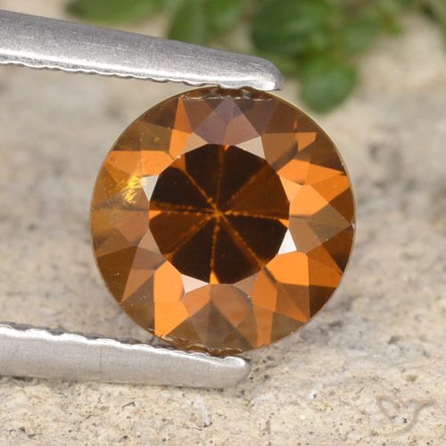 1.61ct Natural Naranja terroso Circón, Redondo, VVS-VS