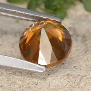Circón Naranja terroso natural de 1.61 ct, Redondo, VVS-VS