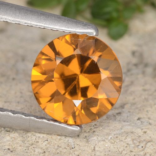 1.32ct Natural Naranja oscuro Circón, Redondo, VVS-VS