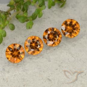 Gemas de Circón Marrón naranja natural de 4.38 ct, Redondo, VVS-VS