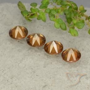 Gemas de Circón Marrón naranja natural de 4.38 ct, Redondo, VVS-VS