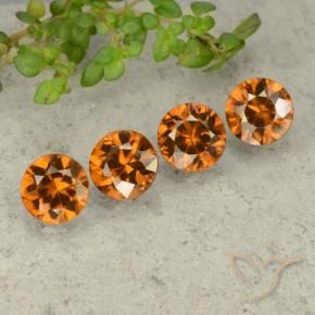 Gemas de Circón Naranja oscuro natural de 4.24 ct, Redondo, VVS-VS