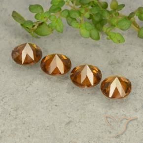 Gemas de Circón Naranja oscuro natural de 4.24 ct, Redondo, VVS-VS
