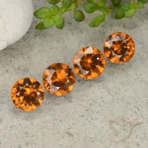 Gemas de Circón Naranja oscuro medio natural de 4.30 ct, Redondo, VVS-VS