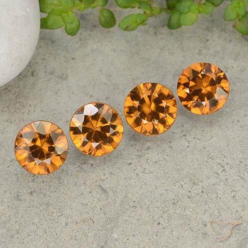 Gemas de Circón Marrón naranja natural de 4.27 ct, Redondo, VVS-VS