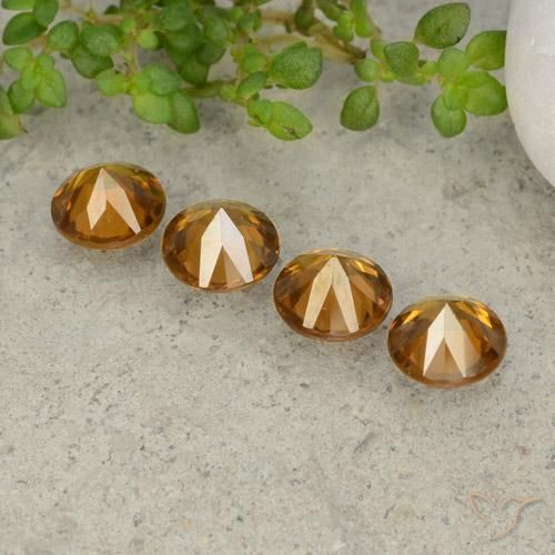 Gemas de Circón Marrón naranja natural de 4.27 ct, Redondo, VVS-VS