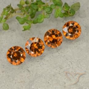 Gemas de Circón Naranja oscuro natural de 4.31 ct, Redondo, VVS-VS