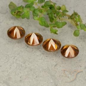 Gemas de Circón Naranja oscuro natural de 4.31 ct, Redondo, VVS-VS