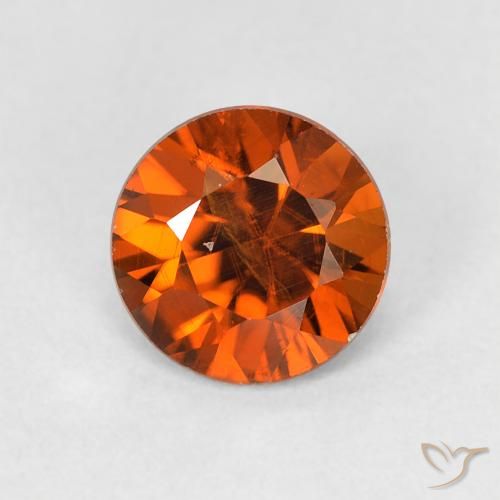 1.13ct Natural Medium Dark-Orange Circón, Redondo, VS