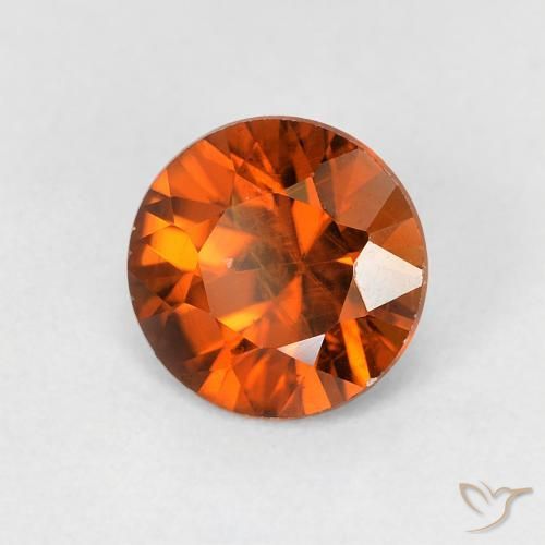 Circón Medium Dark-Orange natural de 1.13 ct, Redondo, VS
