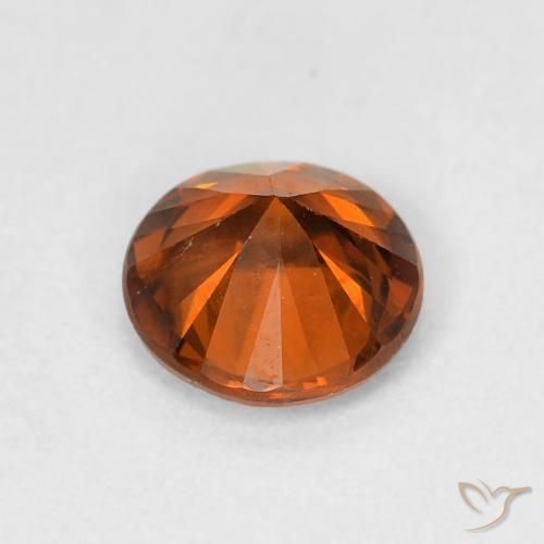Circón Medium Dark-Orange natural de 1.13 ct, Redondo, VS