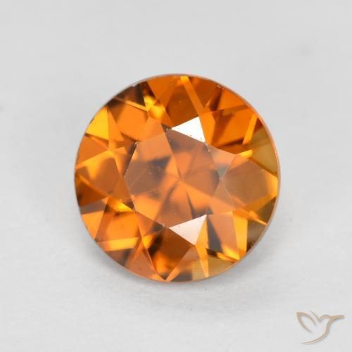 Circón Naranja medio natural de 1.24 ct, Redondo, VVS-VS