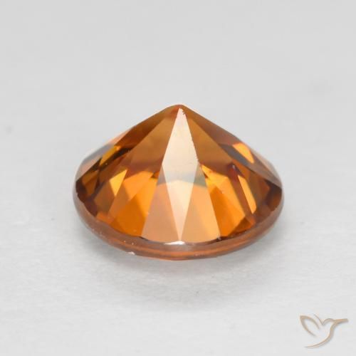 Circón Naranja medio natural de 1.24 ct, Redondo, VVS-VS
