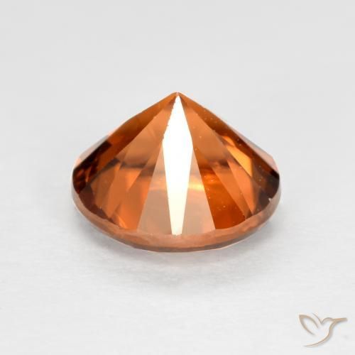 Circón Naranja oscuro medio natural de 1.23 ct, Redondo, VVS-VS
