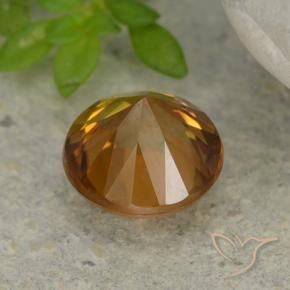 Circón Marrón naranja natural de 1.24 ct, Redondo, VVS-VS