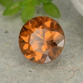 Circón Naranja oscuro natural de 1.20 ct, Redondo, VS