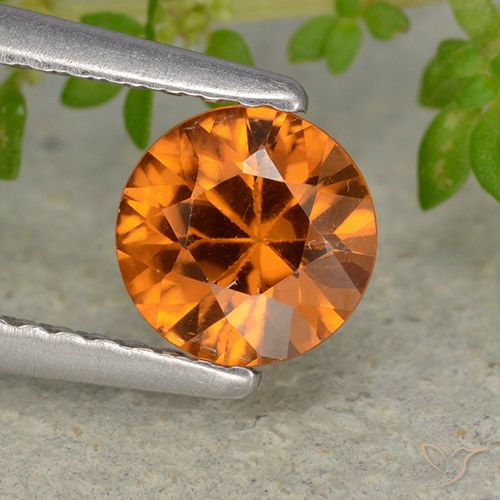 1.13ct Natural Naranja oscuro medio Circón, Redondo, VVS-VS