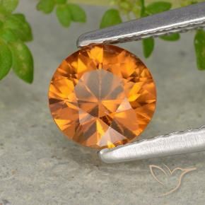 Circón Naranja oscuro medio natural de 1.13 ct, Redondo, VVS-VS