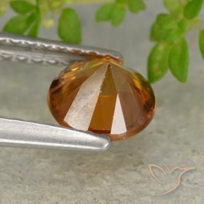 Circón Naranja oscuro medio natural de 1.13 ct, Redondo, VVS-VS