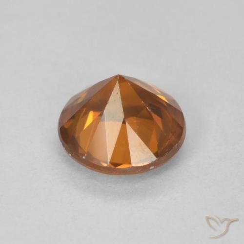 Circón Medium Dark-Orange natural de 1.21 ct, Redondo, VVS-VS