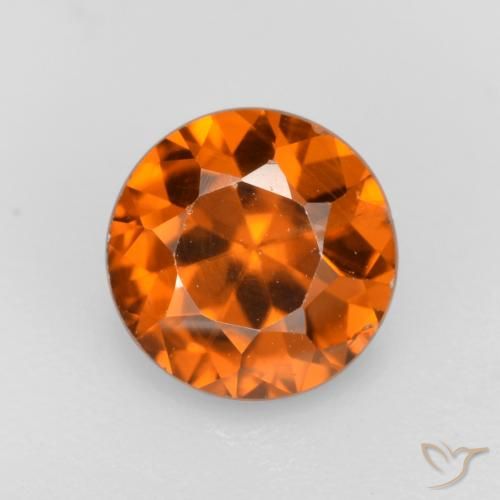 1.14ct Natural Naranja oscuro medio Circón, Redondo, VS