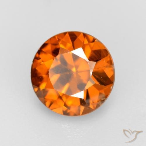 Circón Naranja oscuro medio natural de 1.14 ct, Redondo, VS