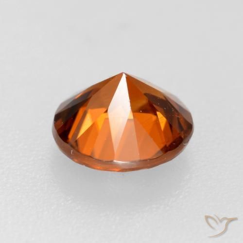 Circón Naranja oscuro medio natural de 1.14 ct, Redondo, VS